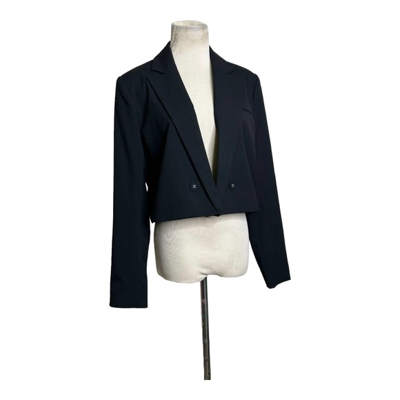 Danielle Bernstein black long sleeves open front jacket size Small - Picture 10 of 10